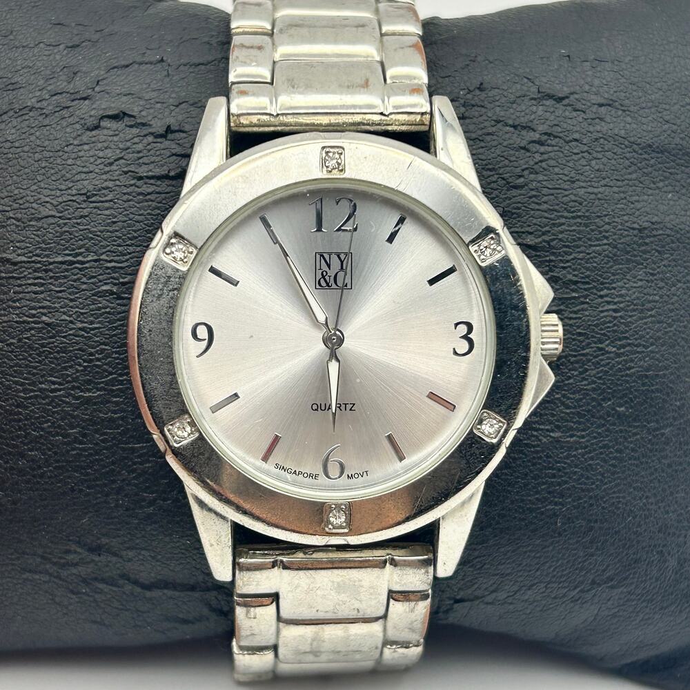 NY&C Silver-tone Stainless Steel Women’s Quartz Watch Working New Battery